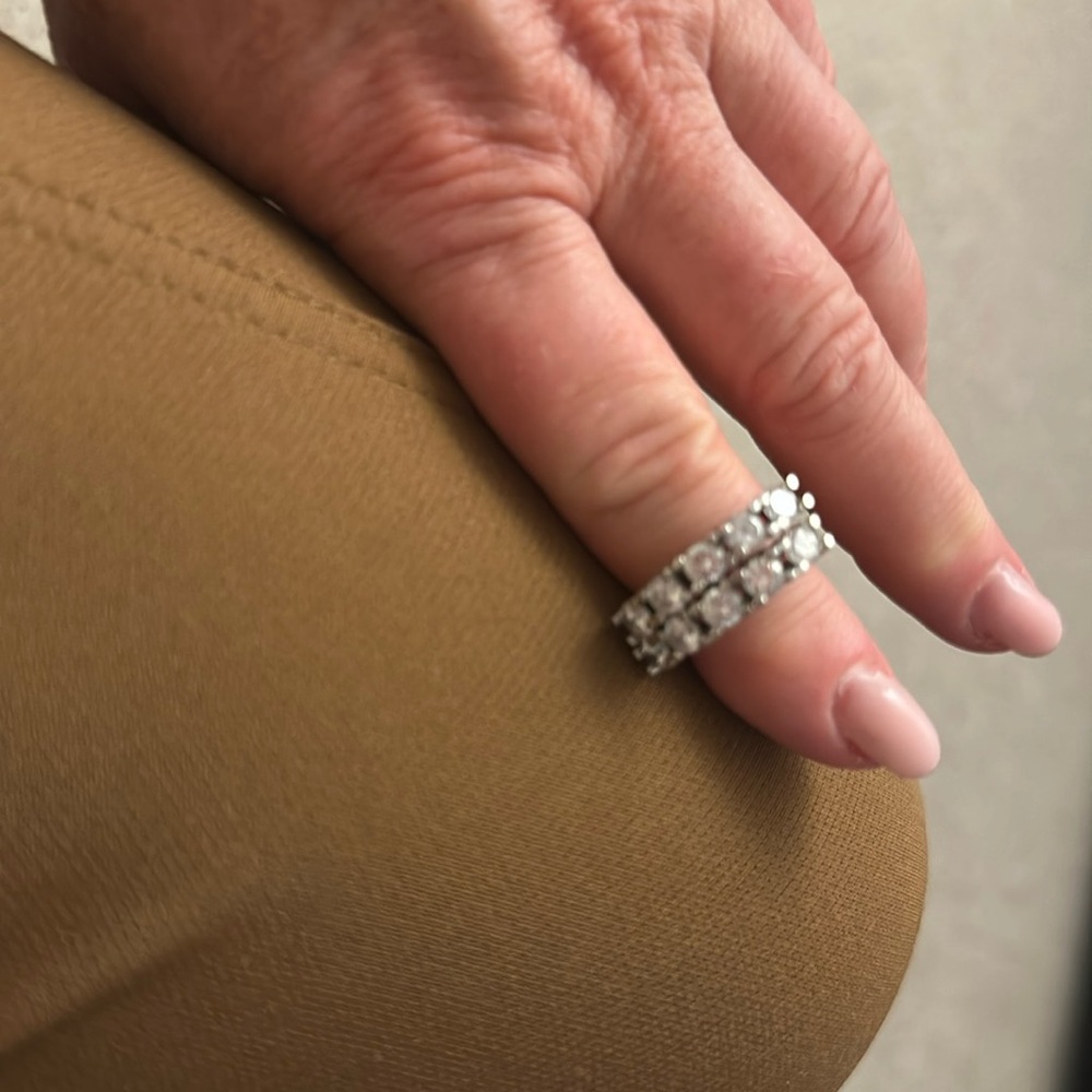 Set of 2 Stackable Stamped Sterling Silver White Topaz Rings Size 8